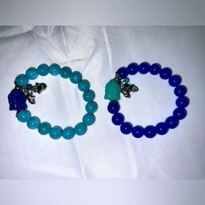 Turquoise & blue gemstone buddha head bracelets